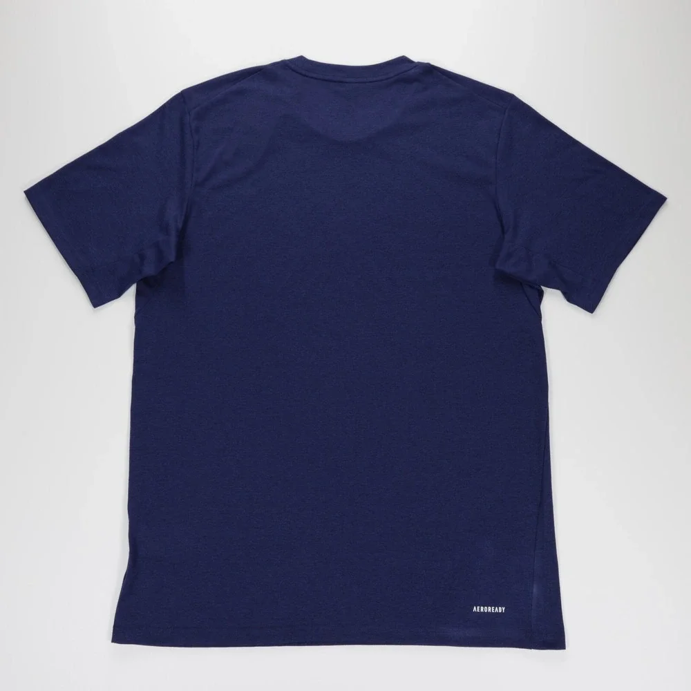 Adidas Men's Crew Neck Short Sleeve Feel Ready Training Tee Dark‎ Blue Size M - Picture 4 of 8